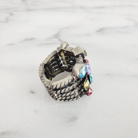 Antique Silver Gem Jewel Crystal Ring‎ - Picture 7 of 10